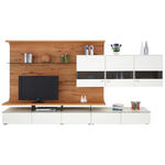 WOHNWAND Eiche furniert Weiß, Eichefarben, Honig Befestigungsmaterial  - Edelstahlfarben/Eichefarben, Design, Glas/Holz - Moderano