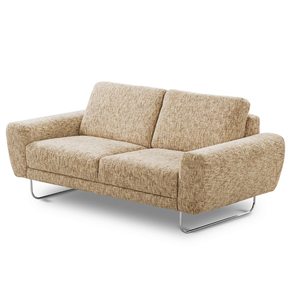 2-SITZER-SOFA SPRING in Webstoff Hellbraun Modern  - Chromfarben/Hellbraun, Design, Textil/Metall (157/85/92cm) - Livetastic