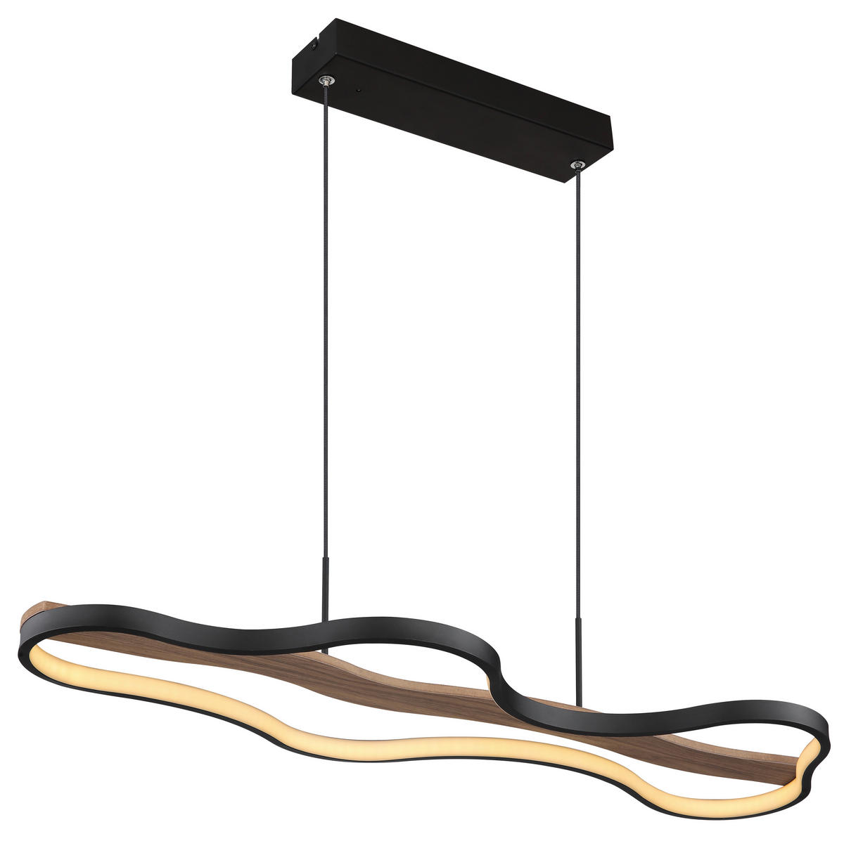 LED-HÄNGELEUCHTE 80,6/29/150 cm    - Dunkelbraun/Opal, Design, Holz/Kunststoff (80,6/29/150cm) - Globo
