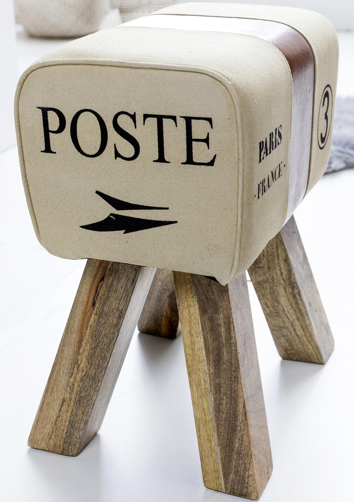 TABURE, tekstil, usnje rjava, bež  - bež/rjava, Natur, tekstil/les (40/47/25cm) - MID.YOU