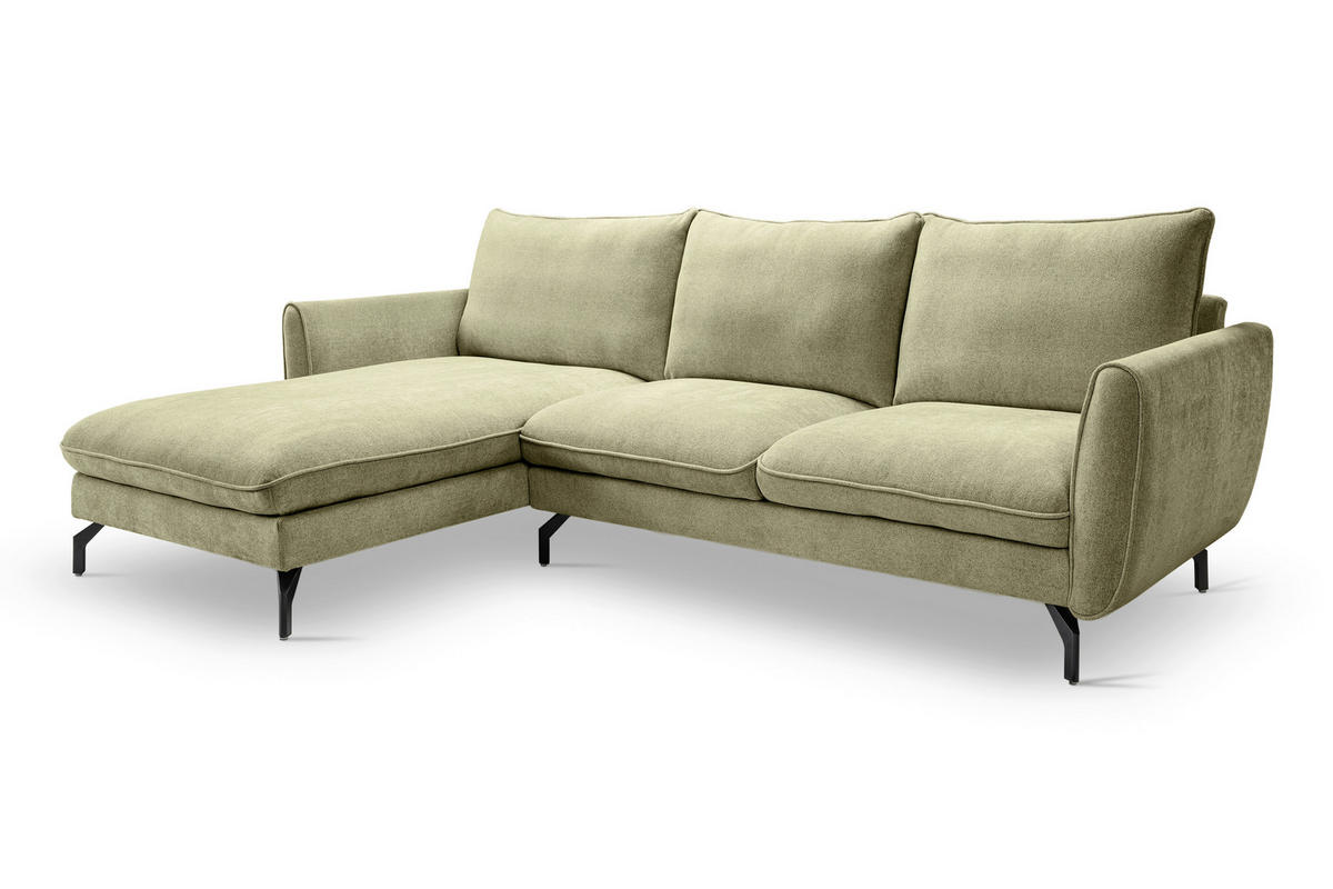 ECKSOFA TORONTO Grün Webstoff  - Schwarz/Grün, Basics, Textil/Metall (259/165cm) - MID.YOU