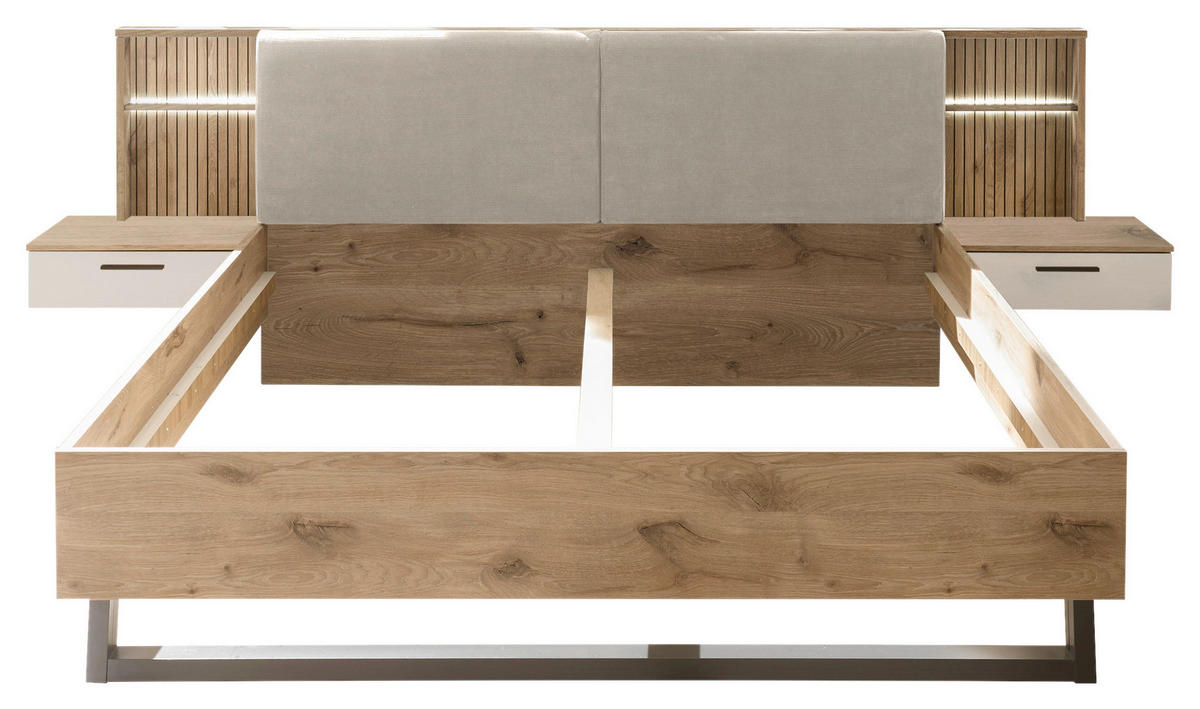 POSTELJNA GARNITURA  180 cm  x  200 cm , bela, barve hrasta  - barve hrasta/bela, Moderno (180/200cm) - Hom`in