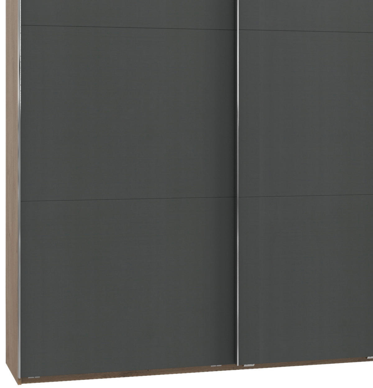 SCHWEBETÜRENSCHRANK in Graphitfarben, Eichefarben  - Chromfarben/Eichefarben, Basics, Holzwerkstoff/Metall (350/216/65cm) - MID.YOU
