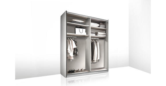 SCHWEBETÜRENSCHRANK 188/222/68 cm 2-türig Eiche Artisan, Elfenbein  - Elfenbein/Schwarz, Design, Glas/Holzwerkstoff (188/222/68cm) - Dieter Knoll