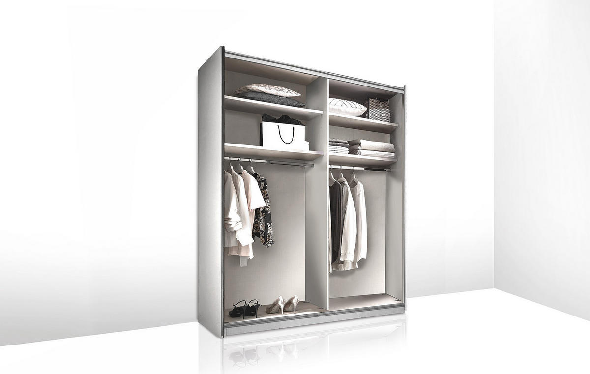 SCHWEBETÜRENSCHRANK 188/222/68 cm 2-türig Eiche Artisan, Elfenbein  - Elfenbein/Schwarz, Design, Glas/Holzwerkstoff (188/222/68cm) - Dieter Knoll