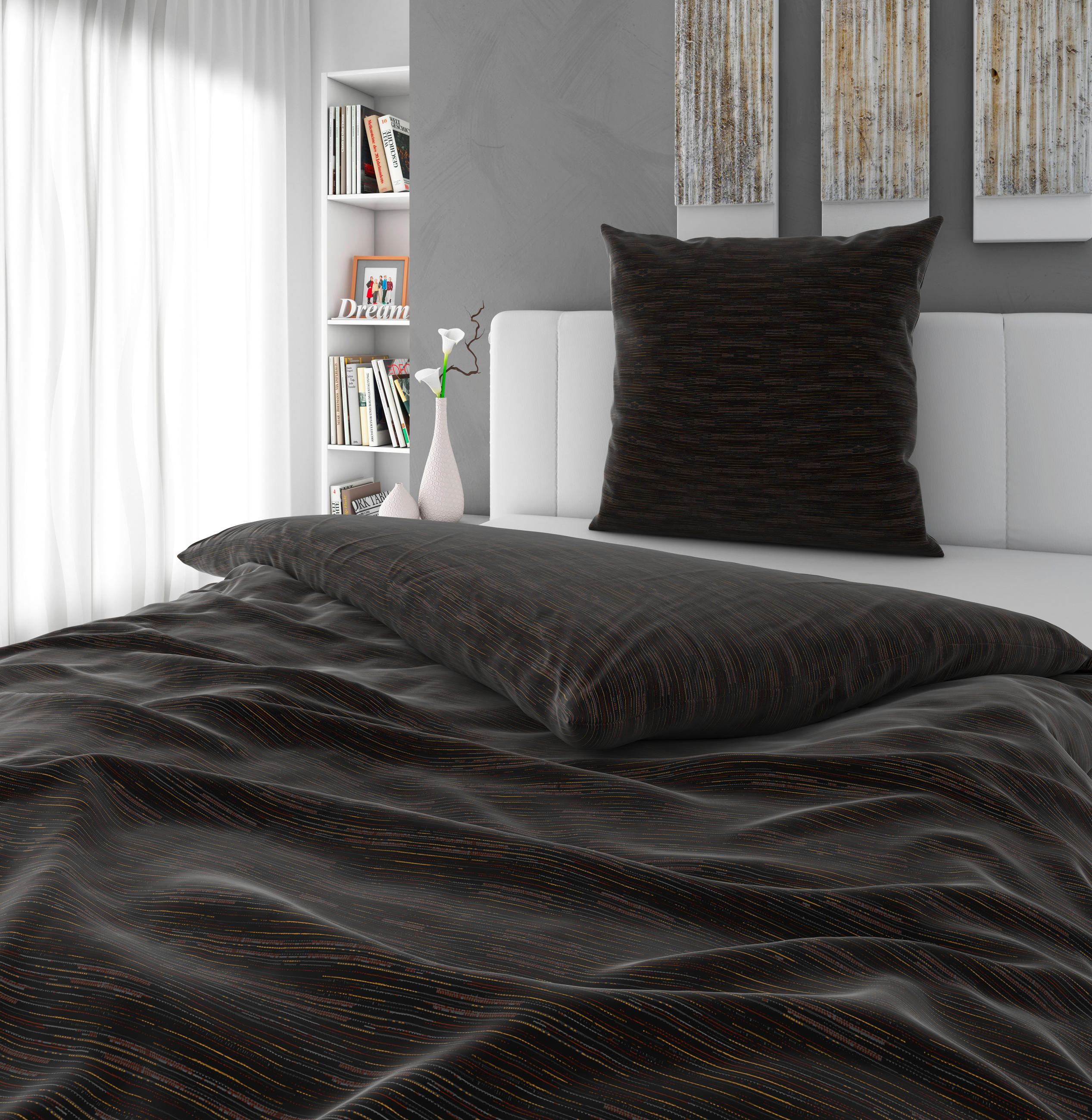 POVLEČENÍ, satén, černá, 155/220 cm - černá, Konvenční, textil (155/220cm) - Bio:Vio