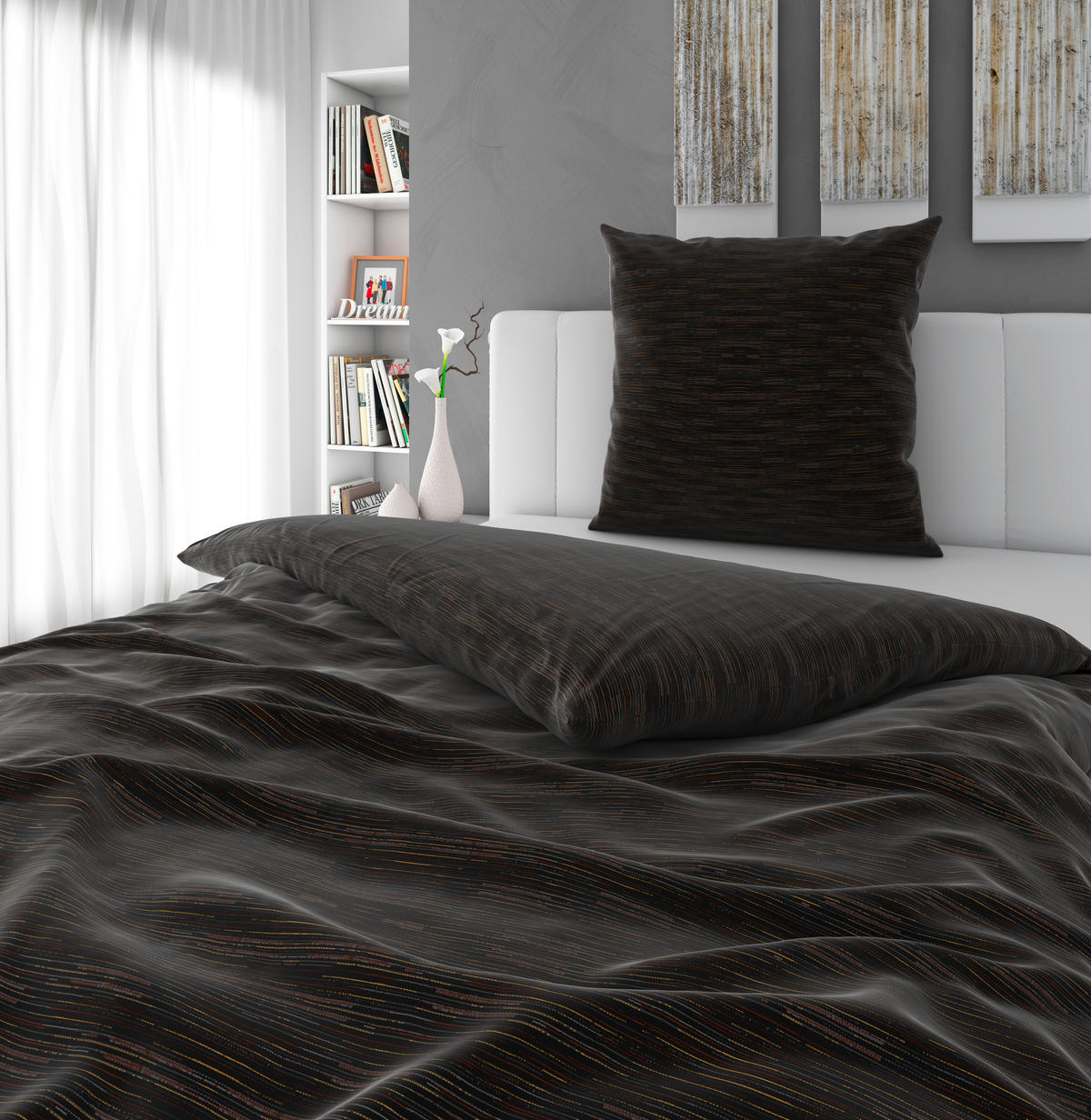 BETTWÄSCHE Satin 155/220 cm  - Schwarz, KONVENTIONELL, Textil (155/220cm) - Bio:Vio