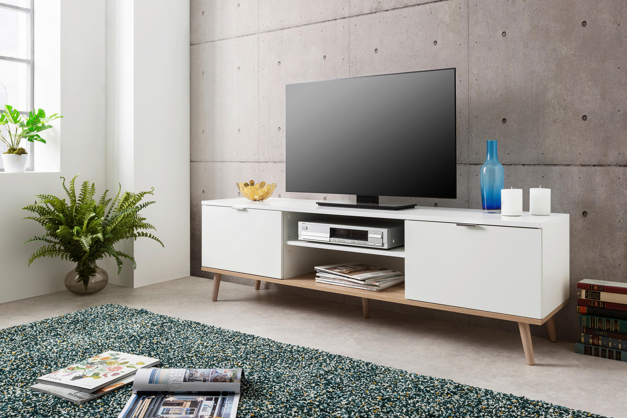 TV-ELEMENT - Eichefarben/Alufarben, KONVENTIONELL, Holz/Holzwerkstoff (160/50/40cm) - MID.YOU