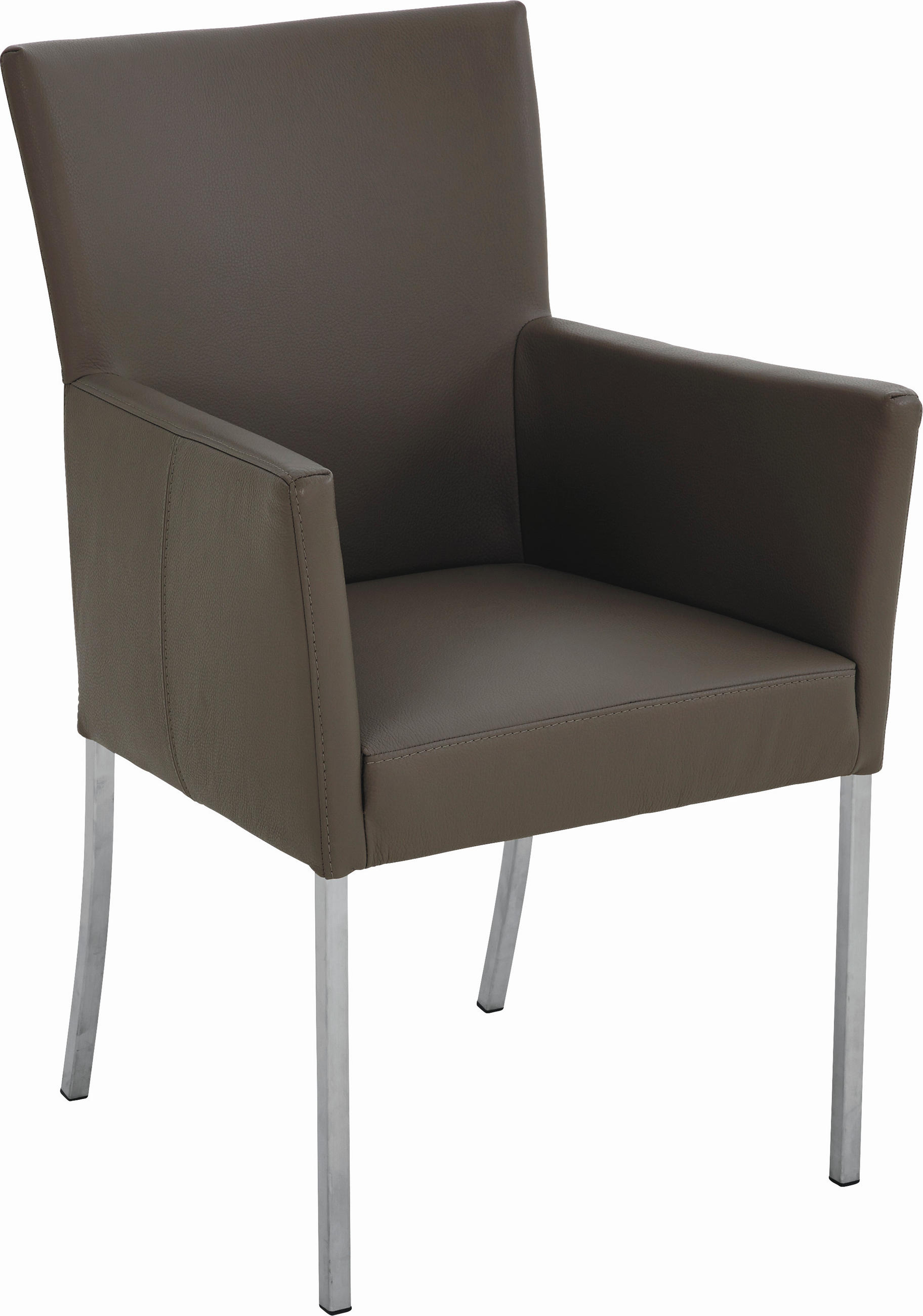 ARMLEHNSTUHL  in Edelstahl Echtleder pigmentiert  - Edelstahlfarben/Grau, Basics, Leder/Metall (57/91/65cm) - Bert Plantagie