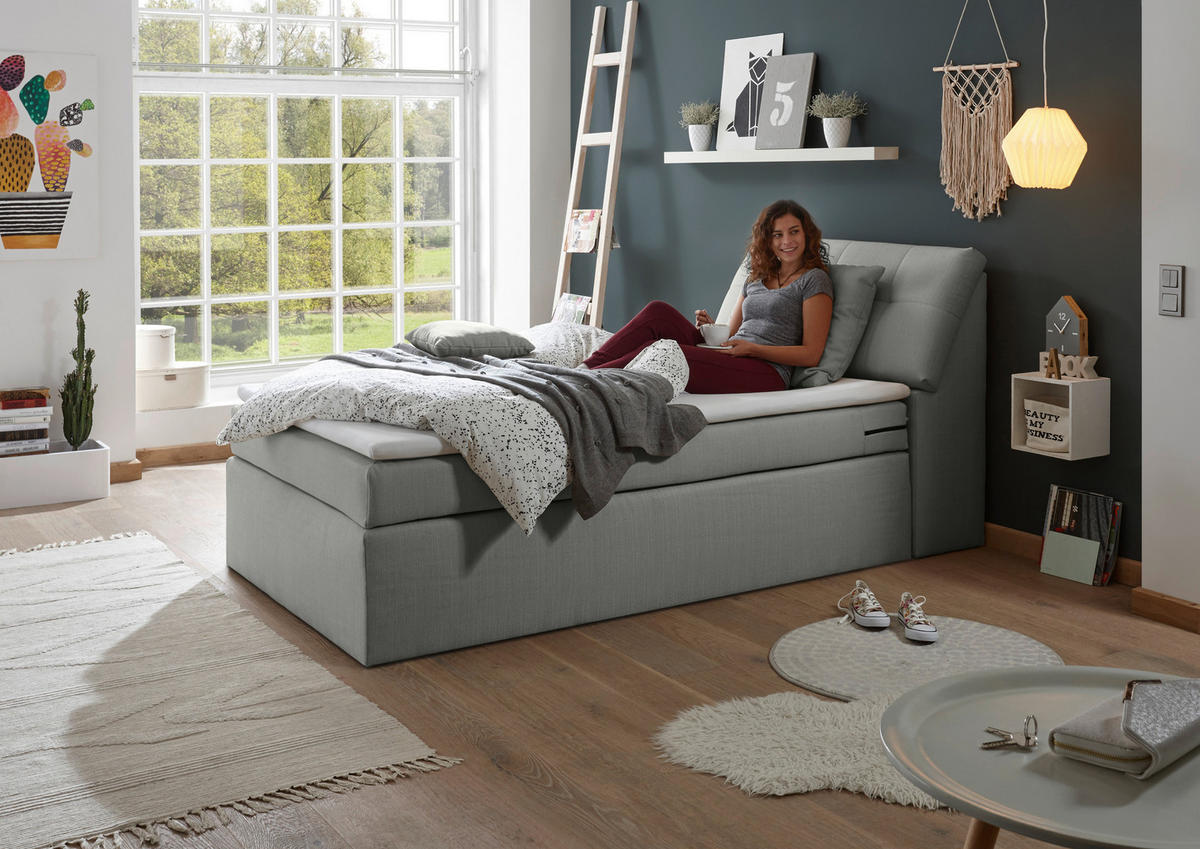 BOXSPRINGBETT 120/200 cm,  in Silberfarben,  - Silberfarben, Design, Kunststoff/Textil (120/200cm) - Esposa