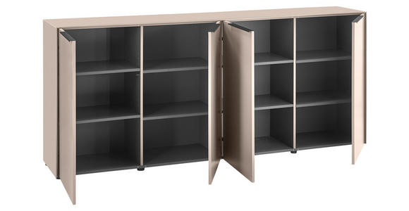 SIDEBOARD  200/87/38 cm  - Kaschmir/Schwarz, Design, Holzwerkstoff/Kunststoff (200/87/38cm) - Voleo