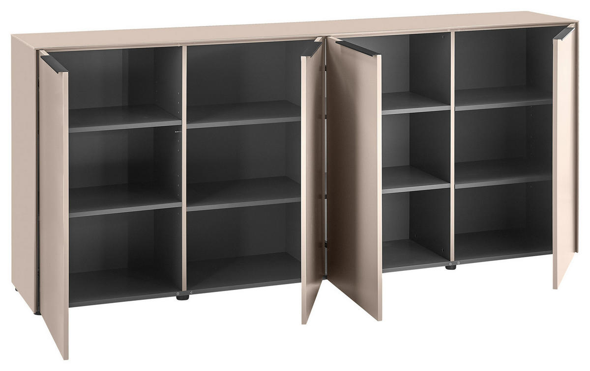 SIDEBOARD  200/87/38 cm  - Kaschmir/Schwarz, Design, Holzwerkstoff/Kunststoff (200/87/38cm) - Voleo