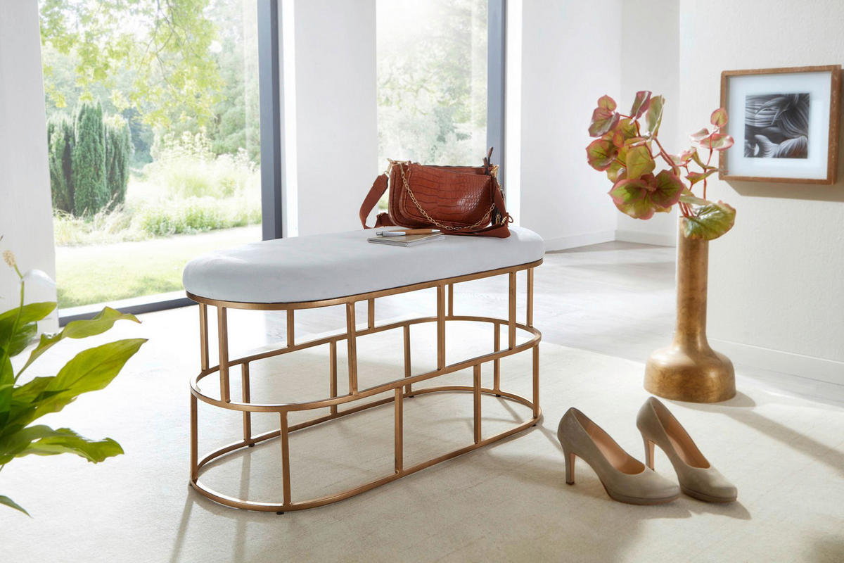 KLOP, tekstil bela, zlate barve  - zlate barve/bela, Design, kovina/tekstil (90/46/38cm) - MID.YOU