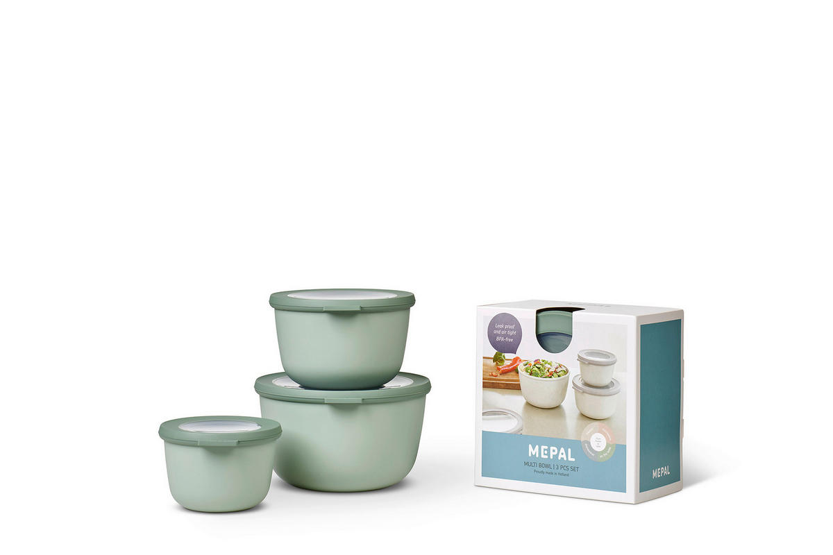 VORRATSDOSENSET  - Mintgrau/Klar, KONVENTIONELL, Kunststoff (19/12/19,2cm) - Mepal