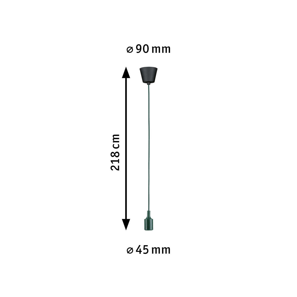 HÄNGELEUCHTE 78429 9,0/218 cm   - Schwarz/Grün, Basics, Kunststoff/Textil (9,0/218cm) - Paulmann