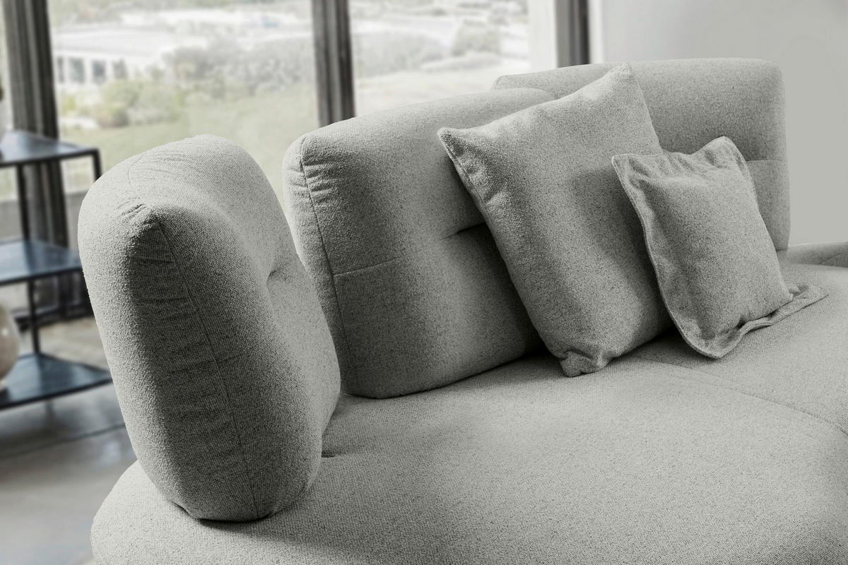 BIGSOFA Flachgewebe Hellgrau  - Hellgrau/Schwarz, Design, Textil/Metall (456/93/138cm) - Moderano