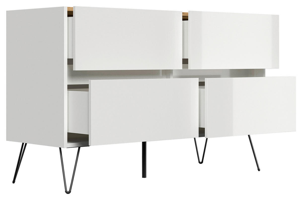 SIDEBOARD Posseik Industrial  in 119/75/42 cm  - Eichefarben/Schwarz, Design, Holzwerkstoff/Metall (119/75/42cm) - P & B