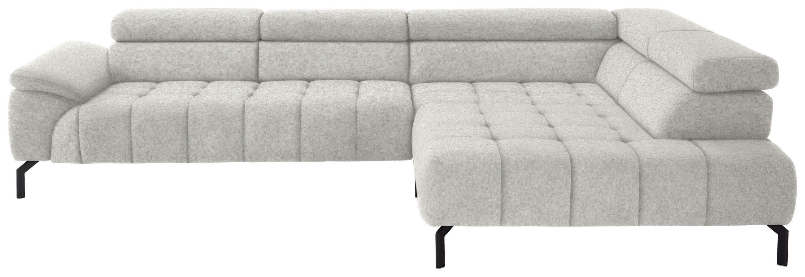 ECKSOFA in Chenille Beige  323/222 cm  - Beige/Schwarz, Design, Textil/Metall (323/222cm) - Beldomo Style
