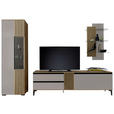 WOHNWAND in Greige, Wildeiche 277/200/45 cm - Wildeiche/Greige, Design, Glas/Holz (277/200/45cm) - Moderano