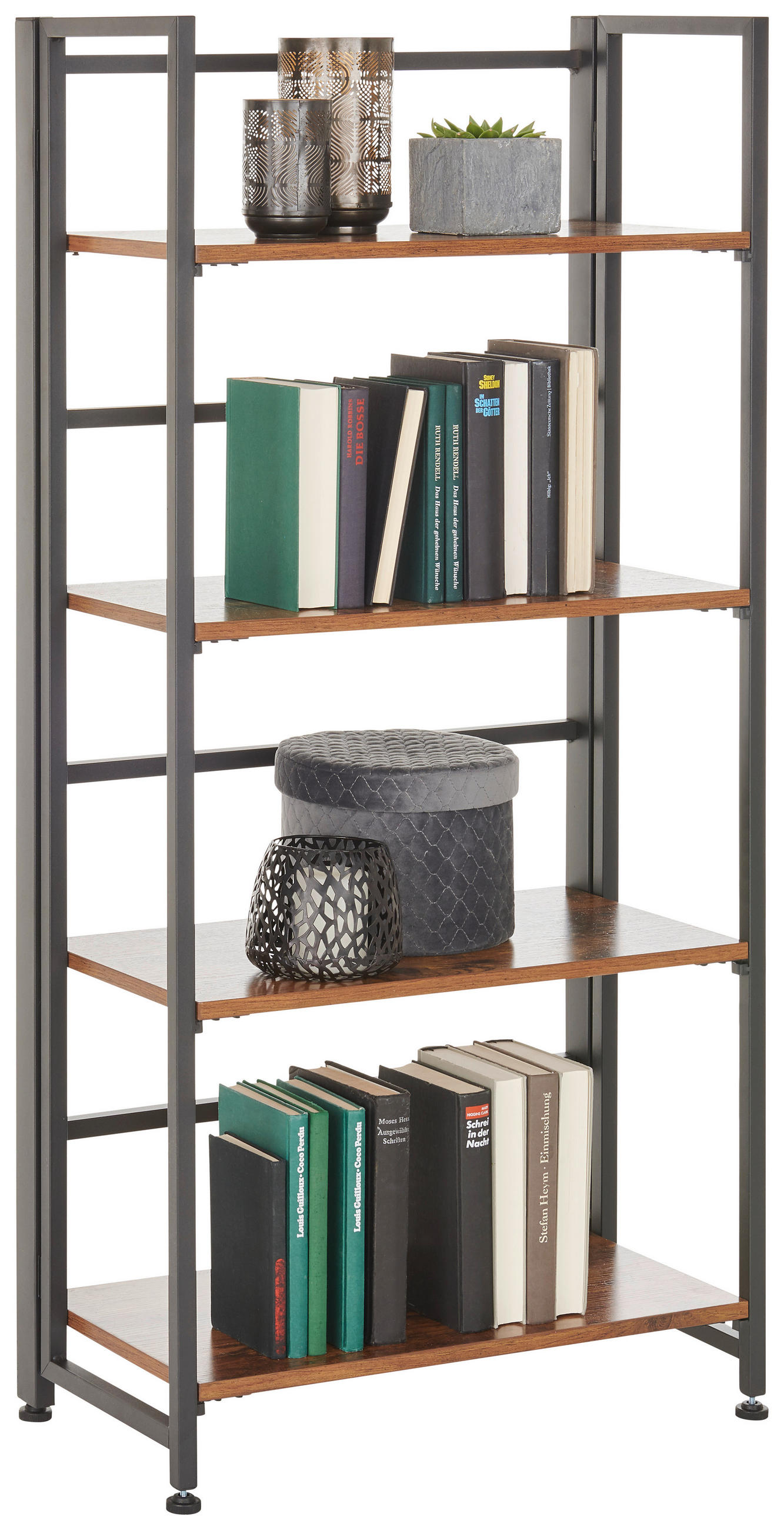 REGAL Schwarz, Walnussfarben - Walnussfarben/Schwarz, Trend, Holzwerkstoff/Metall (60/125/30cm) - Carryhome