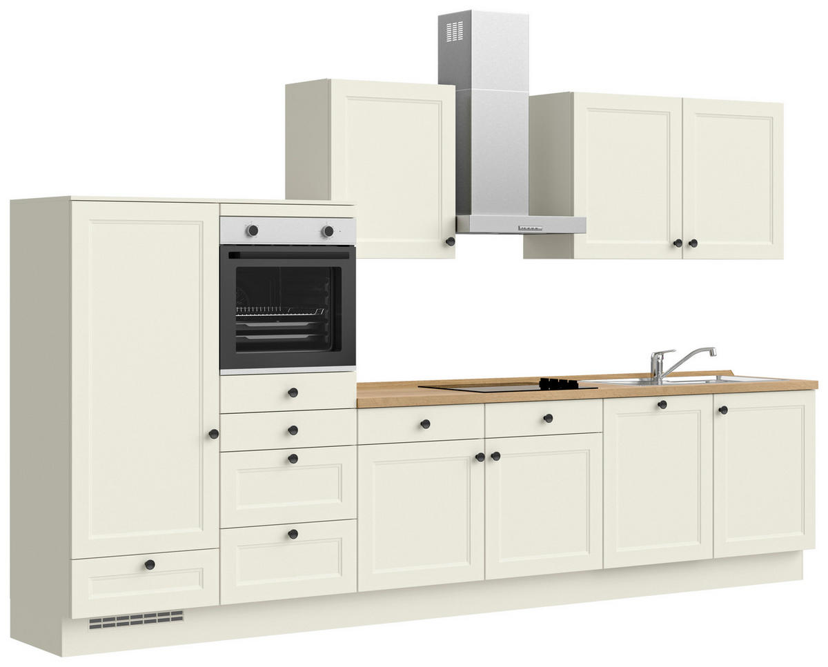 KÜCHENBLOCK Cascada 360 cm  in Weiß, Eichefarben  - Eichefarben/Schwarz, MODERN, Holzwerkstoff/Metall (360cm) - Nobilia