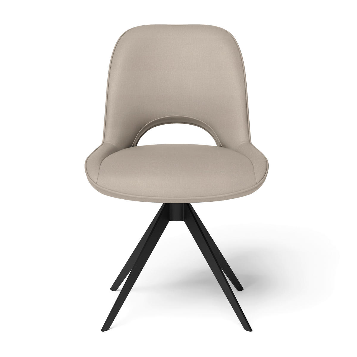 STUHL Stahl Echtleder pigmentiert  - Taupe/Schwarz, Design, Leder/Metall (53/86/61cm) - Joop!