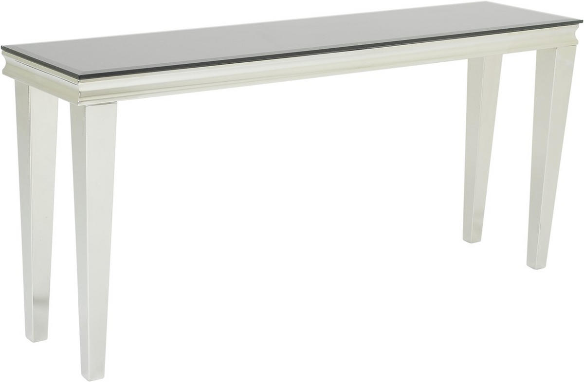 KONSOL i metall, glas   160/76/40 cm  - stålfärgad/svart, Design, metall/glas (160/76/40cm)