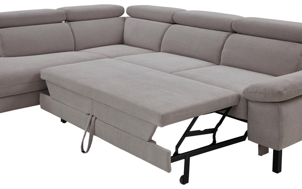 CANAPÉ D'ANGLE in Cord Grau  - Schwarz/Grau, Design, Holzwerkstoff/Textil (217/272cm) - Pure Home Comfort