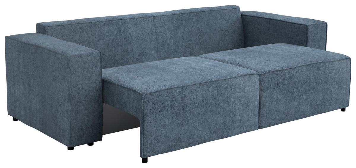 SCHLAFSOFA Webstoff Dunkelblau  - Schwarz/Dunkelblau, Design, Kunststoff/Textil (254/84/98cm) - Stylife