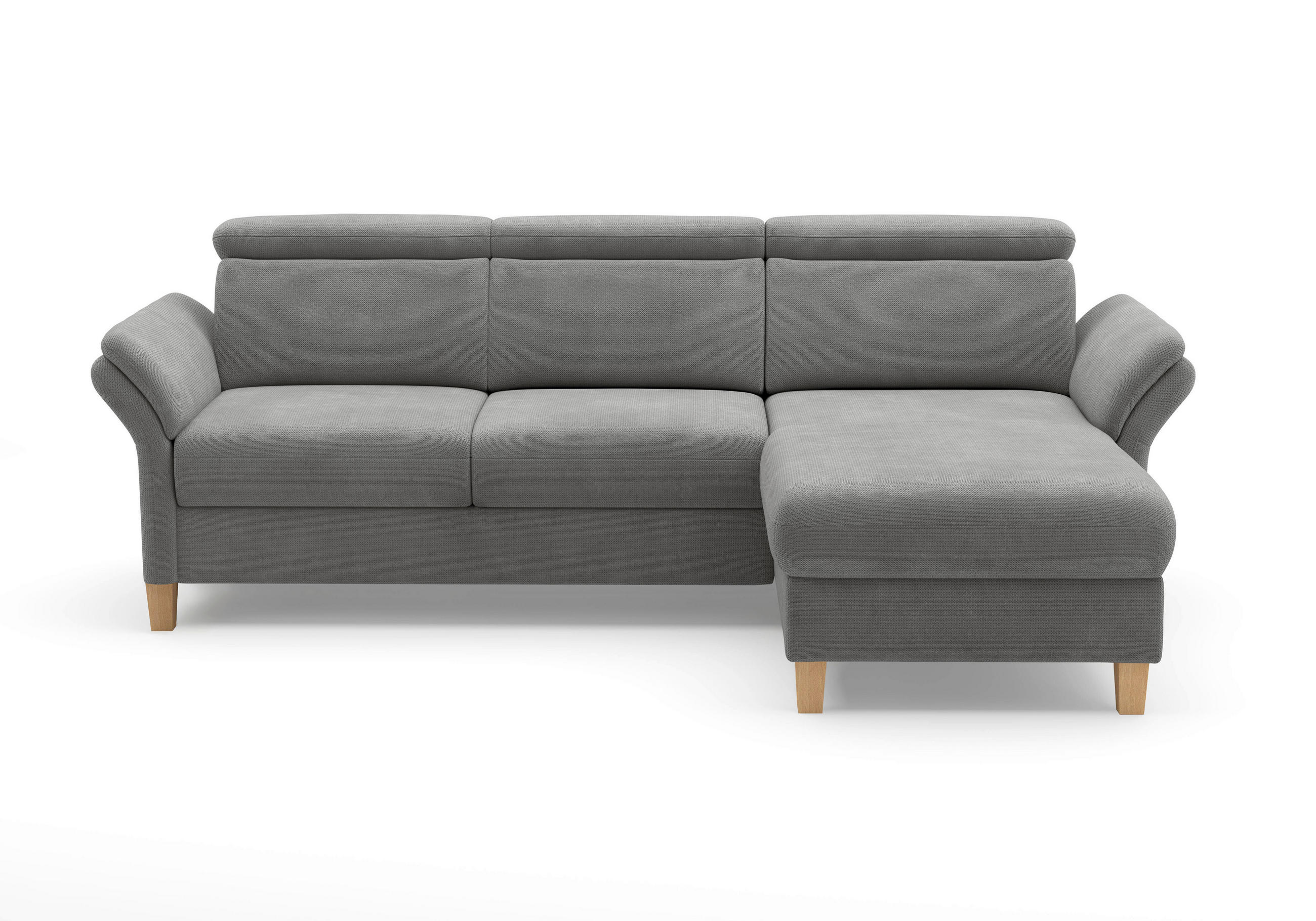 ECKSOFA GLENDALE E Grau Flachgewebe  - Eichefarben/Grau, KONVENTIONELL, Holz/Textil (253/166cm) - Sit & More
