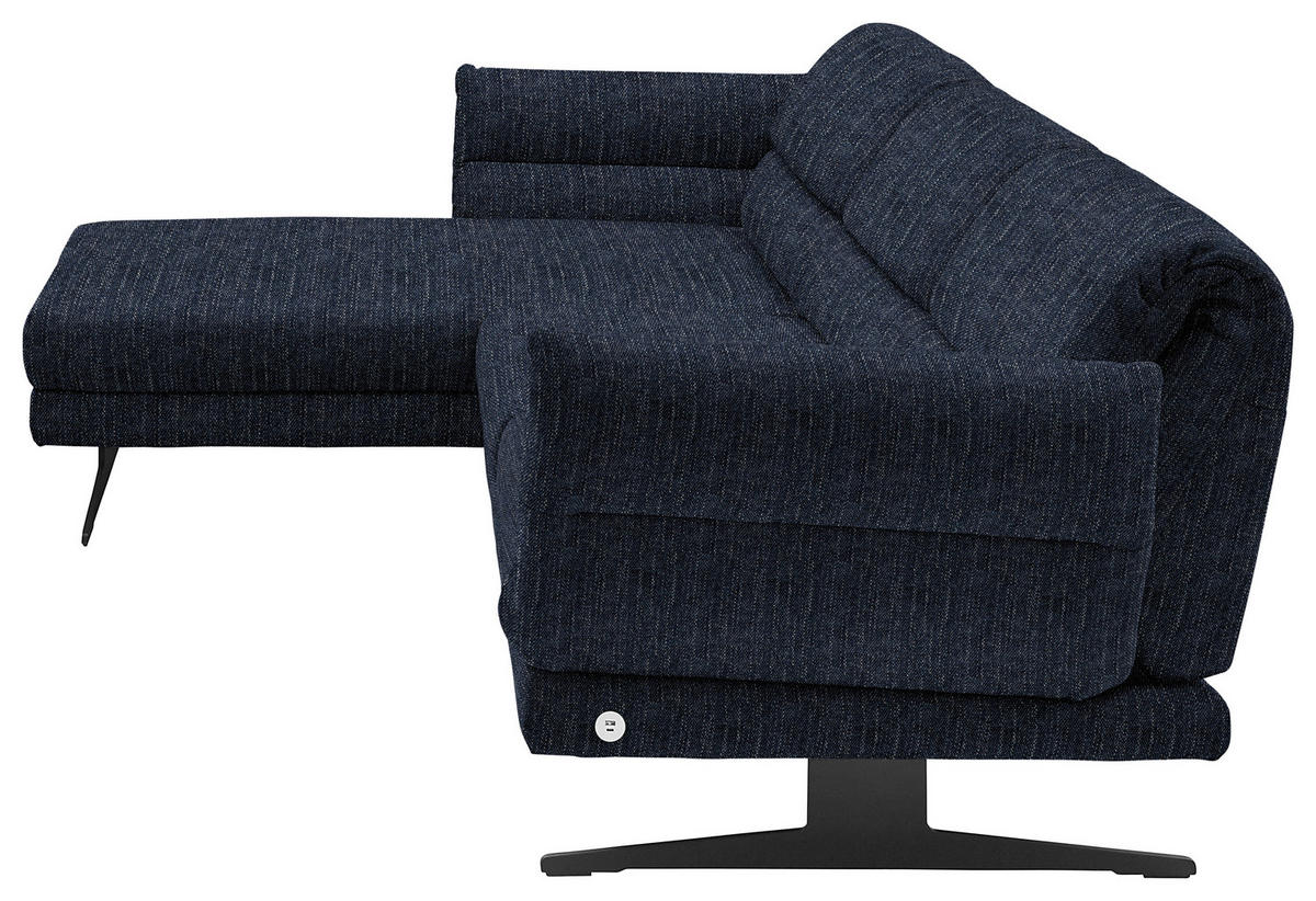 ECKSOFA in Flachgewebe Dunkelblau  176-217/279-327 cm  - Schwarz/Dunkelblau, Design, Textil/Metall (176-217/279-327cm) - Dieter Knoll