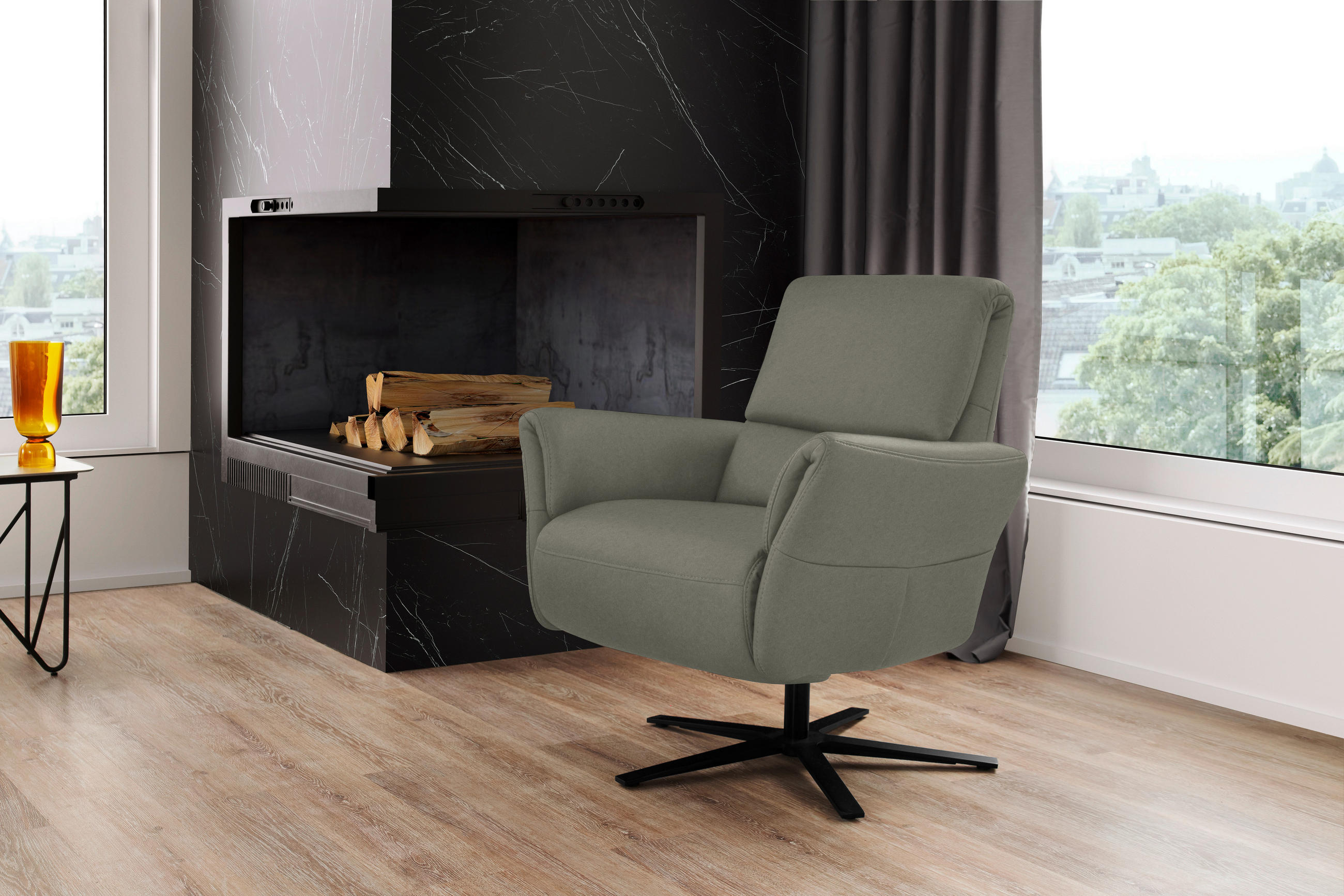 RELAXSESSEL in Leder Grau  - Schwarz/Grau, Design, Leder/Metall (81/118/82cm) - Schöner Wohnen