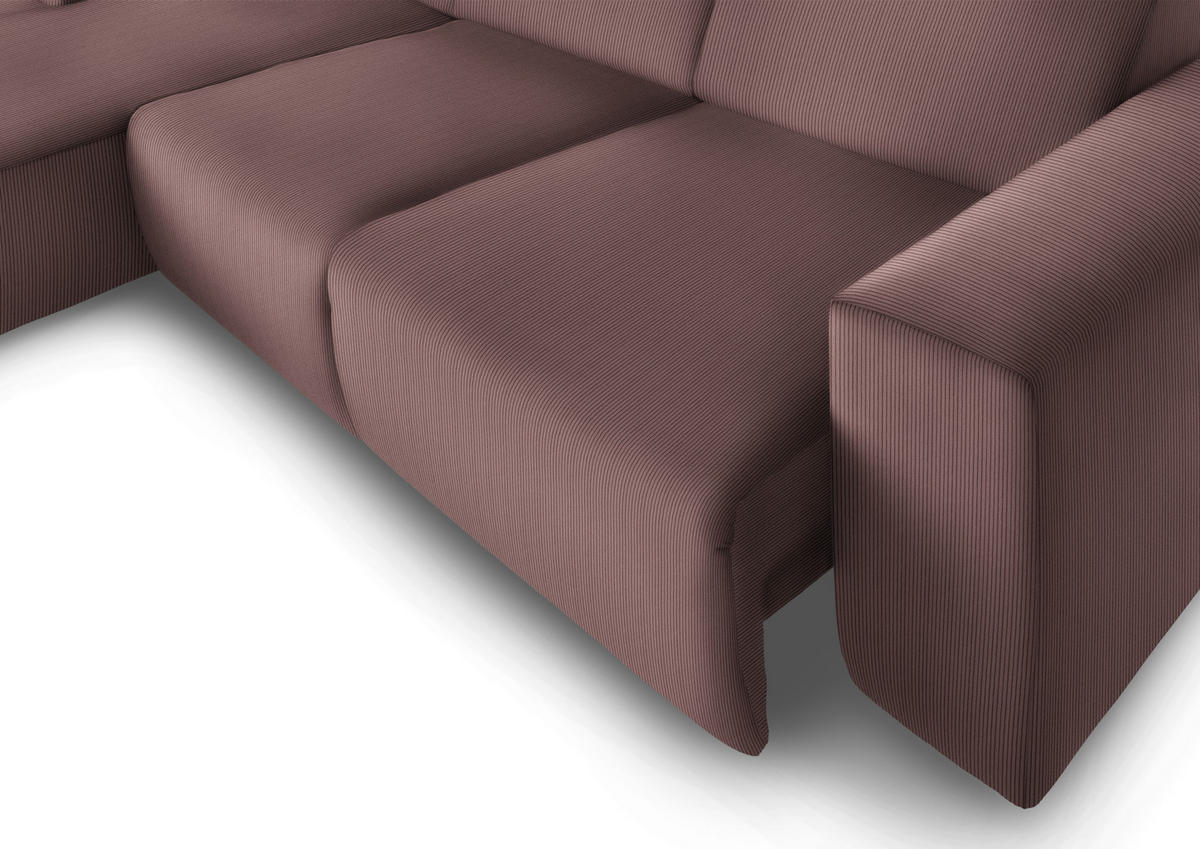 ECKSOFA in Feincord Altrosa  174/302 cm  - Schwarz/Altrosa, Design, Kunststoff/Textil (174/302cm) - Beldomo Style