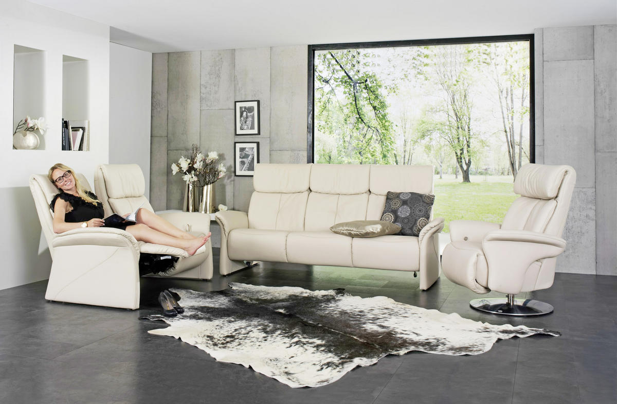 3-SITZER-SOFA Echtleder Hellblau  - Schwarz/Hellblau, KONVENTIONELL, Leder/Kunststoff (209/89/105cm) - Himolla Komfortklass
