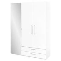 KLEIDERSCHRANK Weiss  - Weiss/Edelstahlfarben, Design, Glas/Holzwerkstoff (151,3/213,6/59,3cm) - Cantus