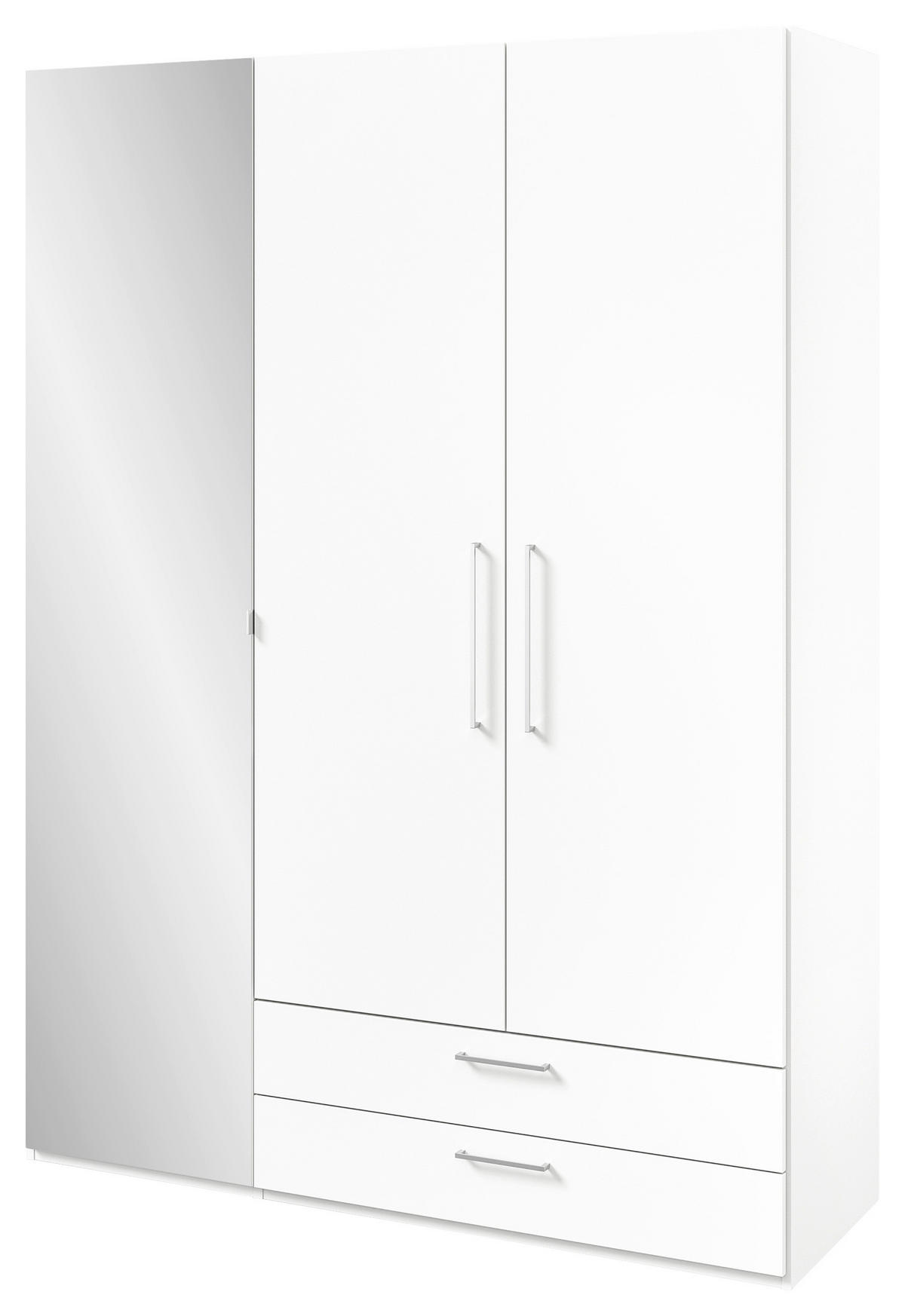 KLEIDERSCHRANK Weiss  - Weiss/Edelstahlfarben, Design, Glas/Holzwerkstoff (151,3/213,6/59,3cm) - Cantus