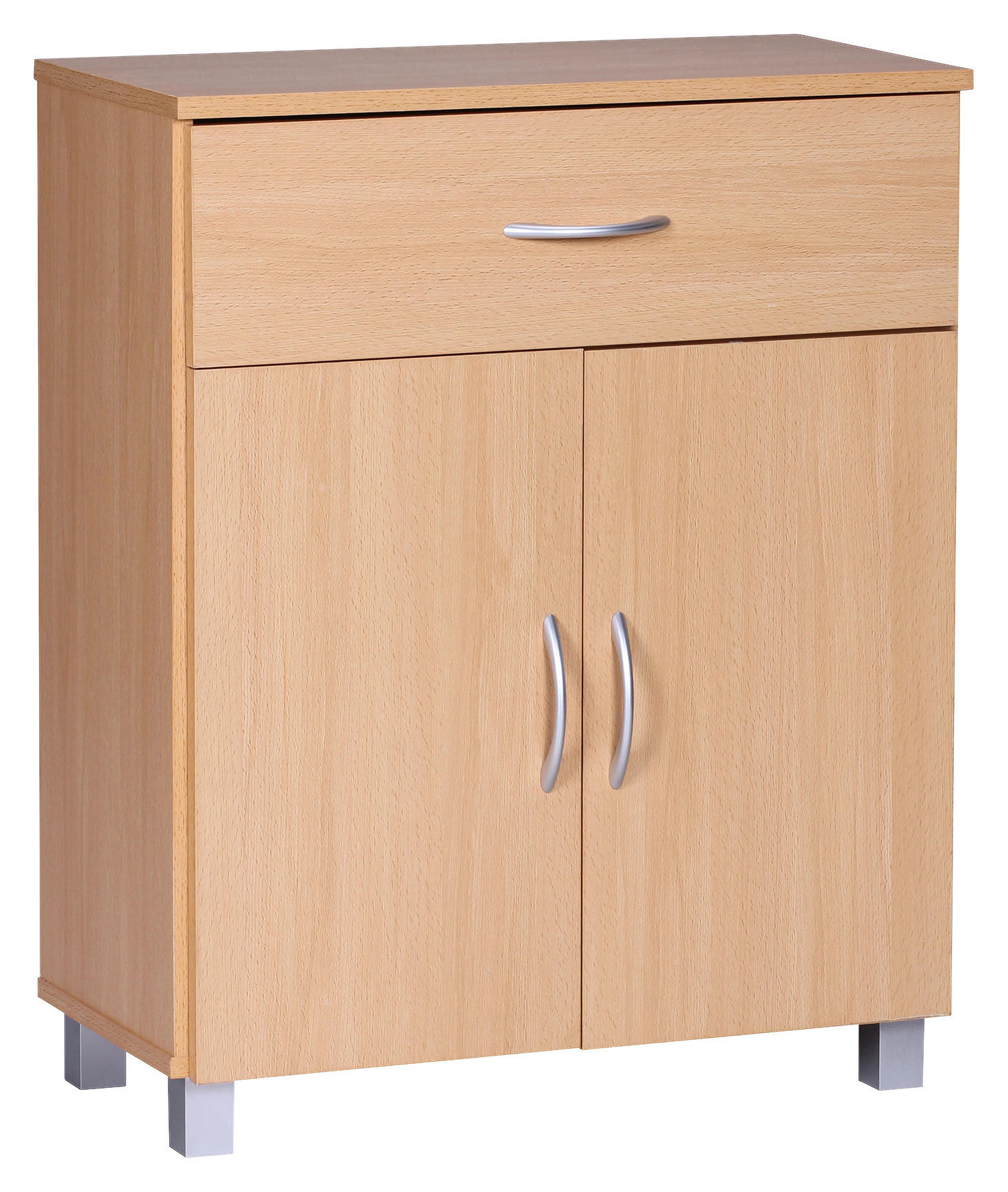 KOMÓD 60/75/30 cm  - bükk/szürke, Konventionell, műanyag/faalapú anyag (60/75/30cm) - MID.YOU