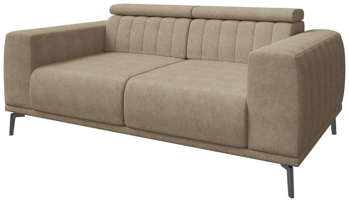 2-SITZER-SOFA Webstoff Beige  - Beige/Schwarz, KONVENTIONELL, Textil/Metall (200/80/110cm) - Carryhome