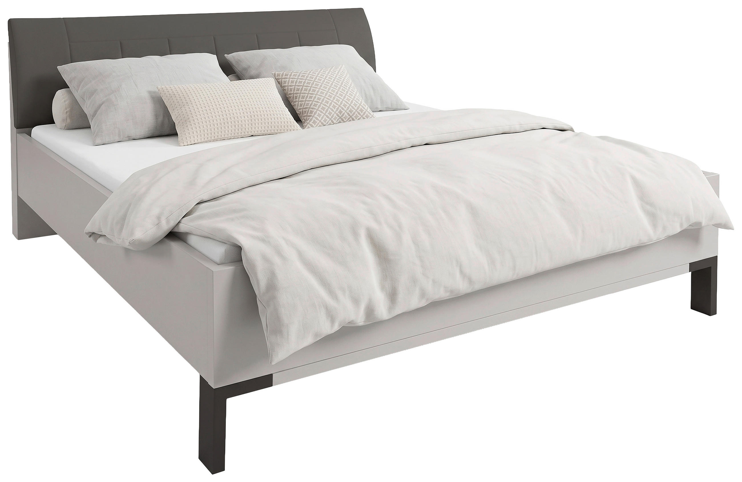 BETT 180/200 cm,  in Braun, Grau, gepolstertes Kopfteil,  - Schieferfarben/Braun, KONVENTIONELL, Textil (180/200cm) - Dieter Knoll
