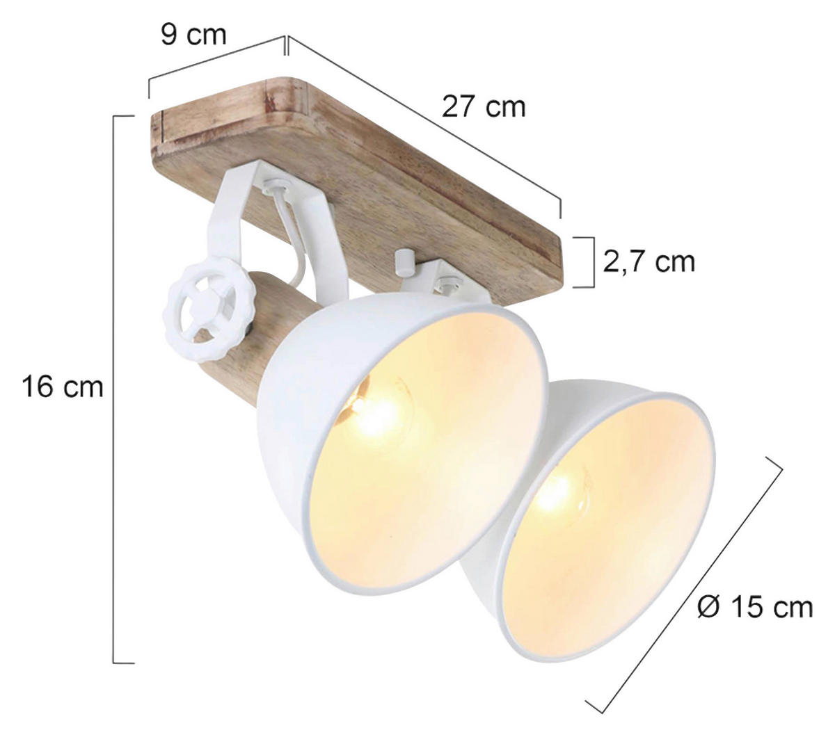 DECKENSPOTS 32/19/17 cm   - Anthrazit, Trend, Holz/Metall (32/19/17cm)