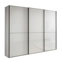 SCHWEBETÜRENSCHRANK 250/236/67 cm,  in Weiß, 3 Tür(en)  - Schwarz/Weiß, MODERN, Glas/Holzwerkstoff (250/236/67cm) - Chameo