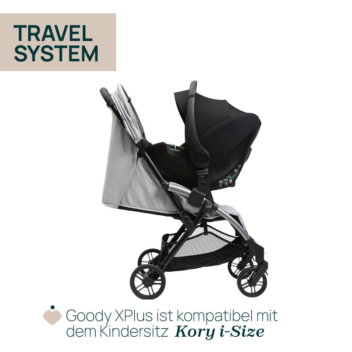 BUGGY GOODY XPLUS  - Hellgrau, Basics, Textil/Metall (47/86/106cm) - Chicco