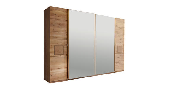 SCHWEBETÜRENSCHRANK  in Eichefarben  - Eichefarben, Natur, Glas/Holz (246/215/74cm) - Linea Natura