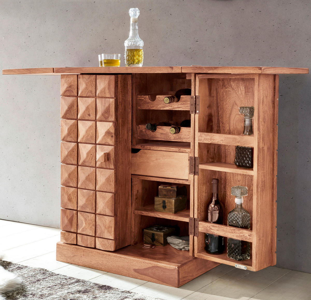BARSCHRANK in Akaziefarben  - Akaziefarben, Design, Holz (65/91/50cm) - MID.YOU