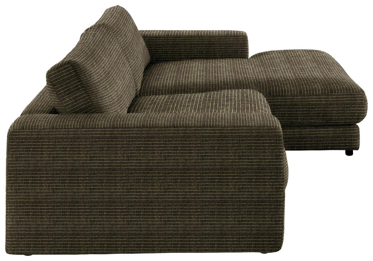 ECKSOFA in Chenille Olivgrün  - Schwarz/Olivgrün, Design, Kunststoff/Textil (270/190cm) - Lomoco