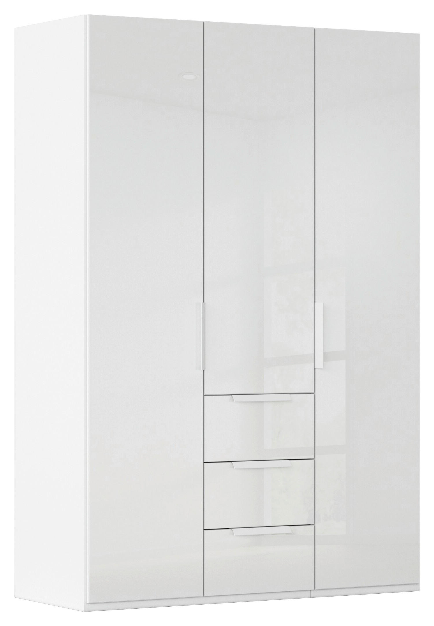 DREHTÜRENSCHRANK 151/235/61 cm,  in Weiß, Weiß Hochglanz, 3-türig  - Weiß Hochglanz/Weiß, Basics, Holzwerkstoff/Metall (151/235/61cm) - Novel