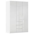 DREHTÜRENSCHRANK 151/235/61 cm,  in Weiß, 3-türig  - Weiß, Basics, Glas/Holzwerkstoff (151/235/61cm) - Novel