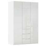 DREHTÜRENSCHRANK 151/223/61 cm,  in Weiß, Weiß Hochglanz, 3-türig  - Weiß Hochglanz/Weiß, Basics, Holzwerkstoff/Metall (151/223/61cm) - Novel