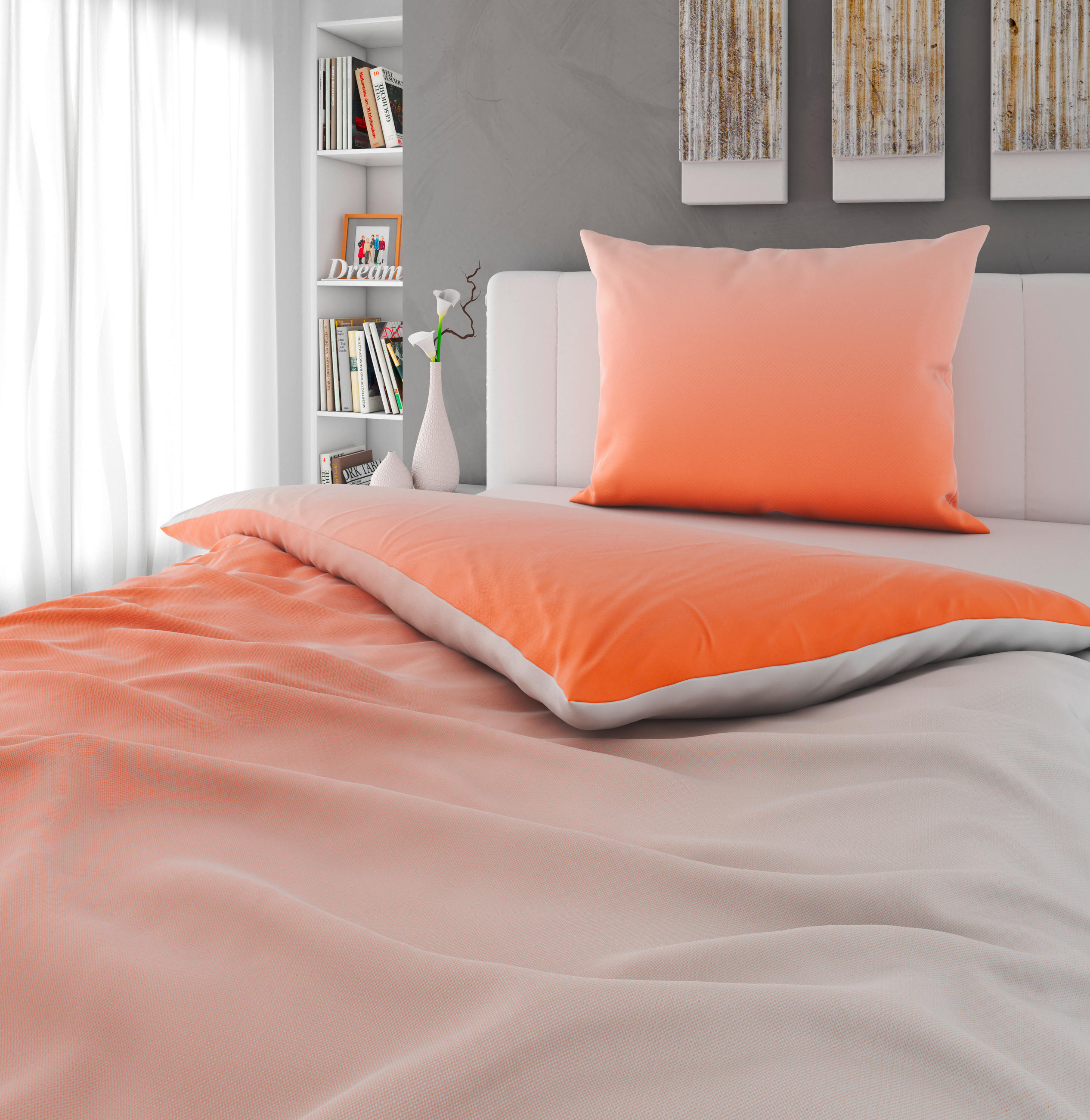 BETTWÄSCHE KALIO Satin 140/200 cm  - Terracotta/Weiß, KONVENTIONELL, Textil (140/200cm) - Esposa