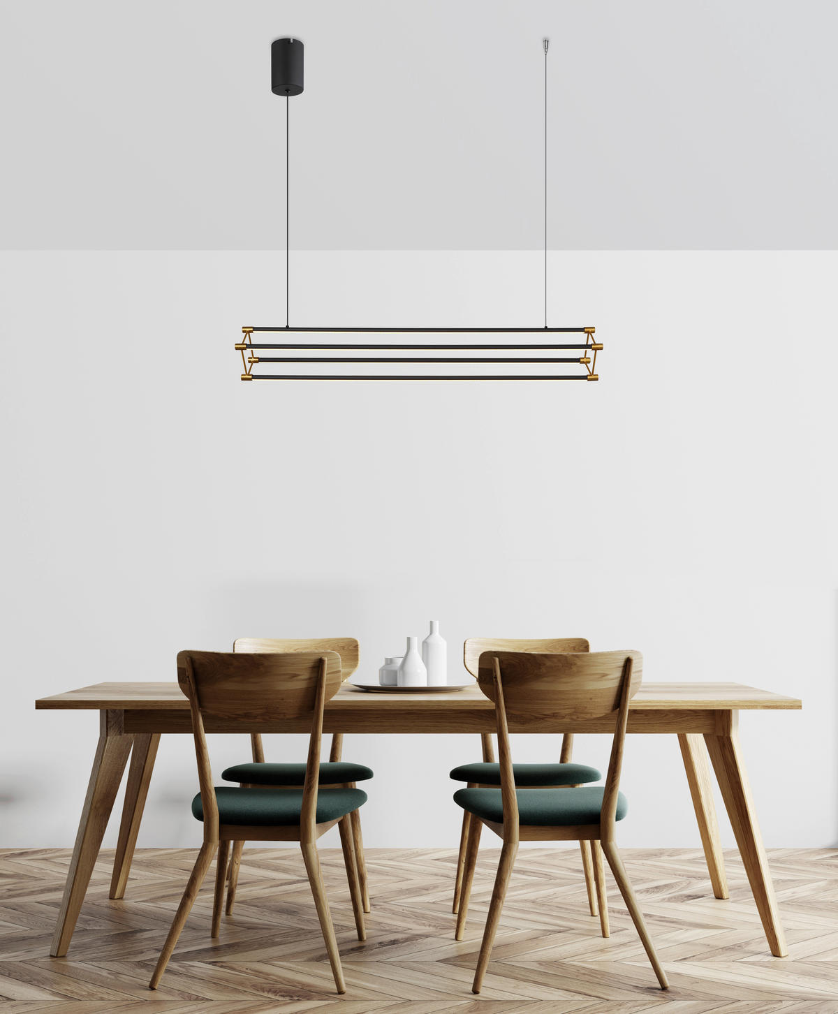 LED-HÄNGLAMPA KAYSON 104/16,2/150 cm  - svart/guldfärgad, Design, metall/plast (104/16,2/150cm) - Globo